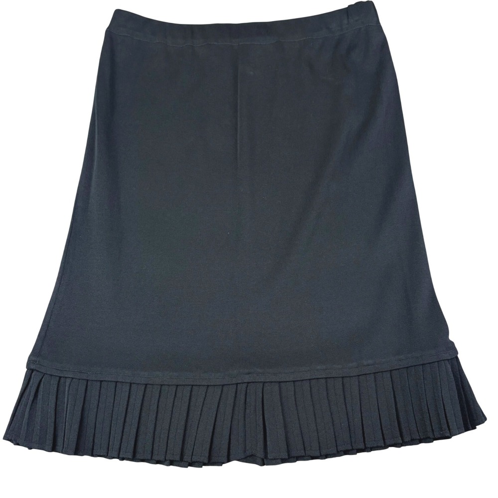Ming Wang Size S Black Knit Skirt Pleated Accordion Hem Career Professional VTG